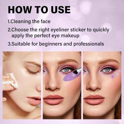 8 Sheets Eyeliner Stencil Stickers, Star Eye Winged and Smokey Eyeshadow Applicators Shaper Tool, Makeup Stencils Stickers for All Eye Shapes
