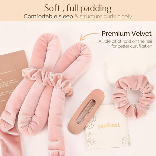 YANIBEST Heatless Hair Curler Set - Soft Overnight Ribbon Wrap & Scrunchies