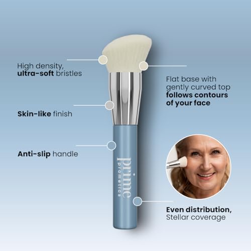 Prime Prometics PrimeWand Brush for Mature Women - Vegan, Ultra-Soft Makeup Brush with High-Density Fibers for Airbrushed Finish ? Works with Creams, Powders & Liquids ? Perfect for Mature Skin