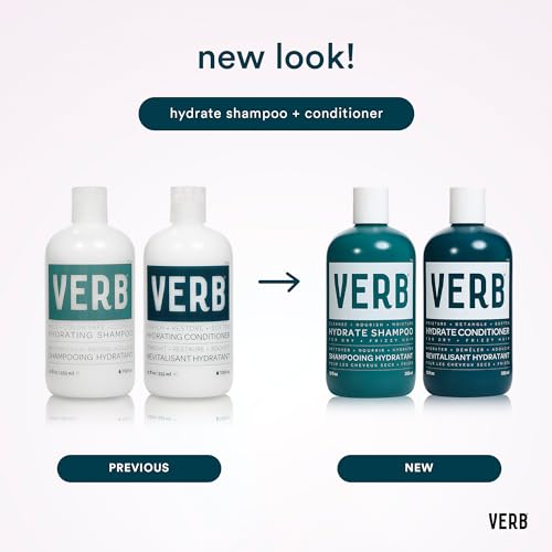 VERB Hydrate Shampoo + Conditioner Duo - Cleanses + Nourishes Dry + Frizzy Hair to Smooth + Reduce Frizz - Amber + Warm Jasmine Scent