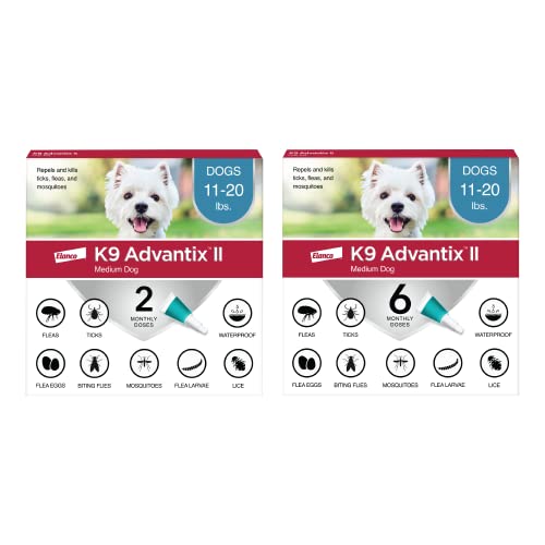 K9 Advantix II Medium Dog Vet-Recommended Flea, Tick & Mosquito Treatment & Prevention | Dogs 11-20 lbs. | 8-Mo Supply