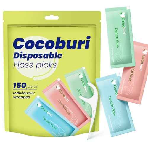 Individually Wrapped Dental Floss Picks-Disposable Floss Picks for Adules-Floss Single Bag-Unflavored Floss Picks-BPA Free-Bulk Floss Sticks-150 Counts