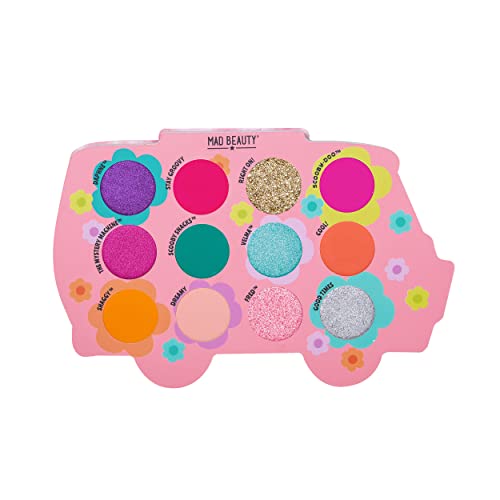 Mad Beauty Scooby-Doo Mystery Machine Eye Shadow Palette | Lid Mirror, Travel Ready, Metallic Shimmers, Pressed Glitter | Cruelty-Free Cosmetics | Great Gift for Women, Adults, and Kids