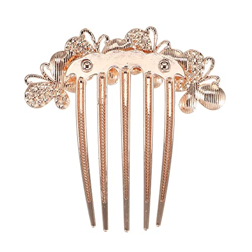 VOCOSTE Women Rhinestone Inlaid Flower Hair Comb Hairpin Hair Accessory Side Comb Clips Rhinestone Head Pieces Champagne