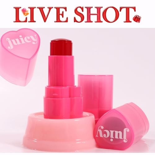 Multi-Use Water Jelly Tint Stick Sheer Lip & Cheek Stain Finish, 3-In-1 Cheek Blush & Eyeshadow & Lip Tinted Long-Lasting Moisture - 1,000+ Swipes Per Stick (03+04, 0.64oz)