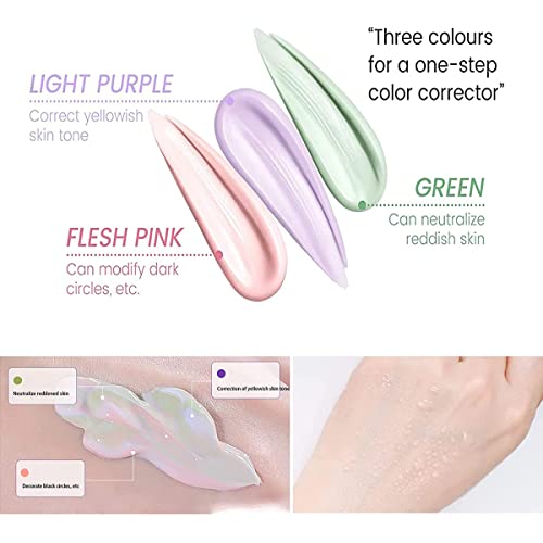 2Pcs Pore Primer,Skin Tone Correcting Facial Serum,One Step Face Makeup Primer,Isolation Cream Invisible Pore,Cover Acne Marks,Oil Control Moisturizing Essence Concealer Foundation