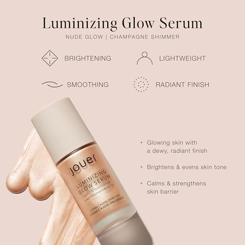 Jouer Luminizing Glow Drops for Face, Dewy Serum for Glowing Skin, 7% Niacinamide, Hyaluronic Acid, & Glycerin, 1 fl oz