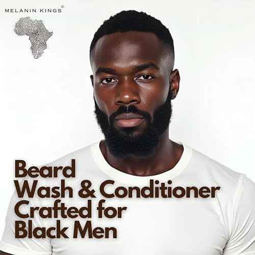 Melanin Kings Beard Wash & Conditioner Set for Black Men ? Gently Cleanse, Hydrate & Soften Coarse, Dry and Curly Beards ? African Oil Blend with Baobab, Marula, Argan & Jojoba