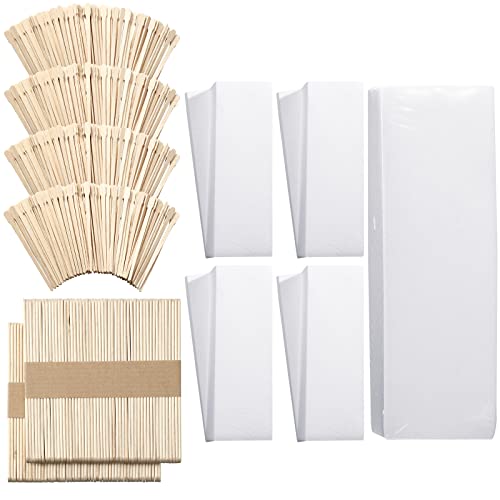 Ireer 1000 Pcs Wax Strips and Sticks Kit 500 Pcs Non Woven Waxing Strips 500 Pcs Assorted Applicator Sticks Soft Wooden Facial Body for Eyebrow Hair Removal Spa Home Women Men Leg