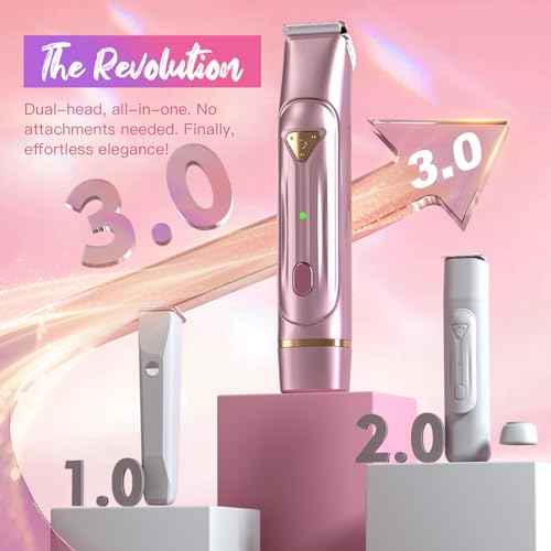 Dermave Bikini Shaver - Bikini Trimmer for Women, Waterproof Electric Dual Head Shaver (Pink)