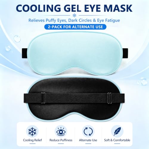 Cooling Eye Mask for Migraine Relief - 2 Pack Gel Ice Mask