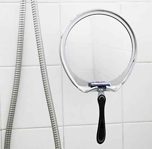 JiBen Fogless Shower Mirror with Power Locking Suction Chrome Razor Holder 360° Rotating Arm