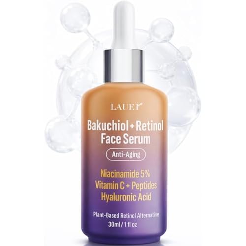 Bakuchiol Retinol Serum for Face with Vitamin C Hyaluronic Acid & Niacinamide Anti-Aging Plant-Based Serum Reduces Wrinkles Firms & Smooths Skin Vegan Fragrance-Free1 fl oz