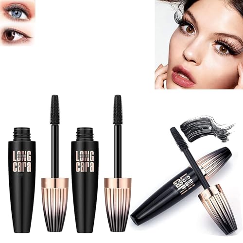 QOHNK 4D Silk Fiber Mascara - Long-lasting Volume & Length, Smudge-proof Black, 3 Pack