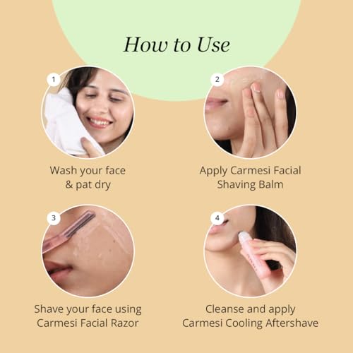 Carmesi Facial Shaving Gel for Women | Prevents Nicks, Cuts, Ingrown Hair & Razor Bumps | Soothes Dry Skin | Pre Shave Balm for Sensitive Skin | 1.76 Oz/50g