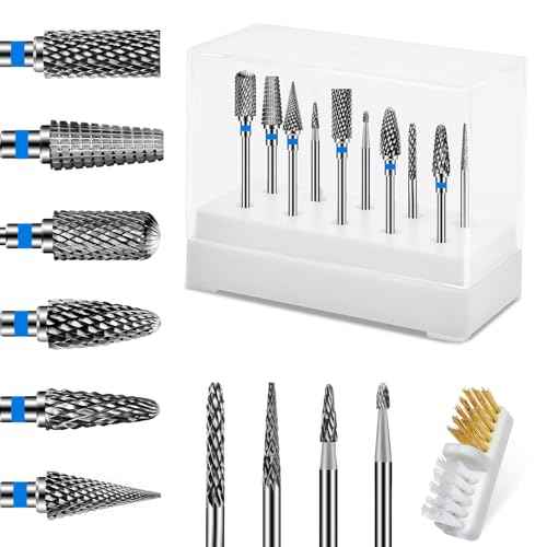 Diesisa 10PCS Nail Drill Bits Set - Tungsten Carbide Nail Bits for Acrylic Nails - 3/32" Shank Drill Bits Professional Electric Nail Bits For Nail Drill - Removal Bit Nail Drill for Home Salon-Blue