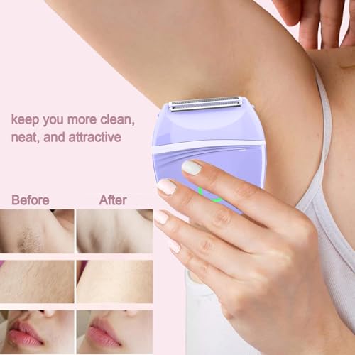Women Electric Shaver & Bikini Trimmer - Rechargeable Waterproof Razor for Legs Face & Underarms - Purple