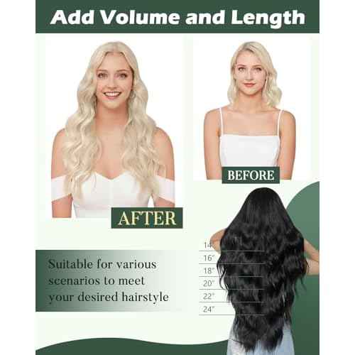 Ugeat Sew in Hair Extensions Real Human Hair Blonde Weft Hair Extensions Human Hair 18 Inch Platinum Blonde Sew in Extensions for Women Invisible Double Weft Soft Natural-looking 100G