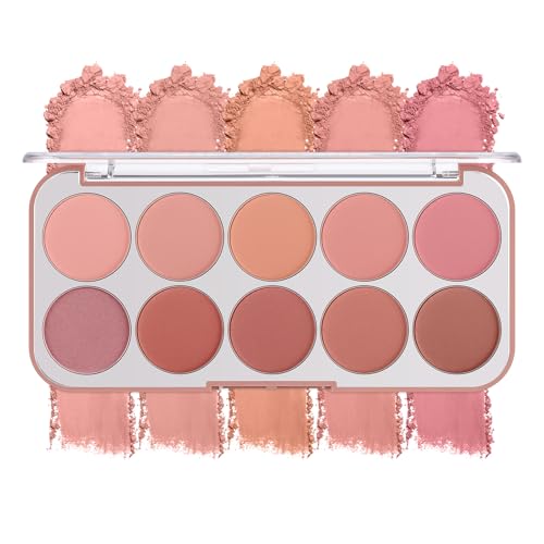 10-Color Blush Palette | Buildable Powder Blush for All Skin Tones