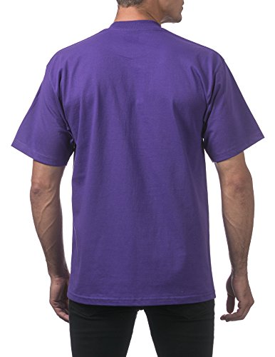 Pro Club Men's Heavyweight Cotton Short Sleeve Crew Neck T-Shirt, Purple, Small