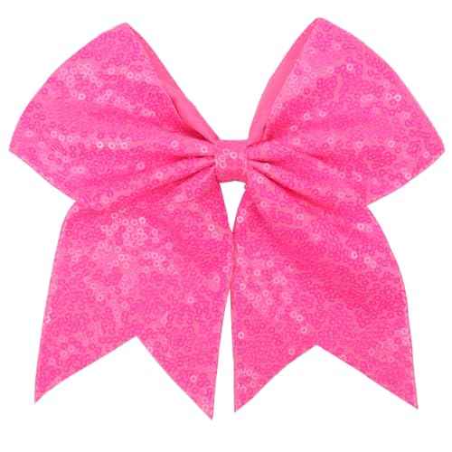 Large Big 7 Inch Glitter Bow Clip Sequin Bling Party Hair Accessories for Women Teens Girls Kids 1 Pcs (Hot Pink2)