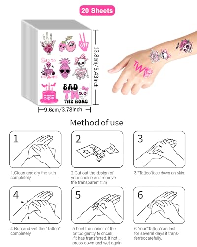 Bad Two The Bone 2nd Birthday Temporary Tattoos, 192 Pieces