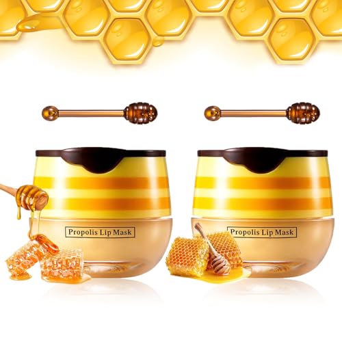 NVLEPTAP 2PCS Bee Lip Balm Honey Pot Honey Lip Balm Moisturizing Honey Lip Mask Lip Care Products Lip Balm with Wand