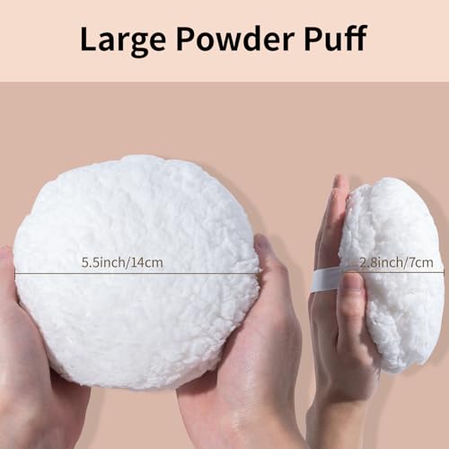 Large Body Powder Puff and Container Tin, 5.5¡± x 2.8¡± Powder Puff for Body Powder, Dusting Powder - Soft Powder Applicator Puff for Women, Reusable Empty Powder Container with Puff (White Puff & Case)