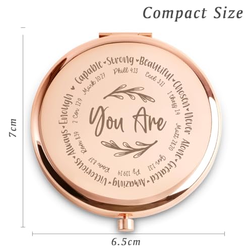Personalized Christian Compact Mirror for Women, 2.5" Dual Magnification