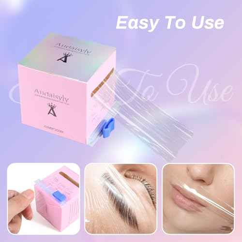 3 Boxes Disposable Eyebrow Tattoo Plastic Wrap with Ergonomic Slicer, Premium Transparent Preservative Film Roll Perfect for Lip Blush, Eyebrow Lamination Lash Lift Permanent Make Up Cling Cover