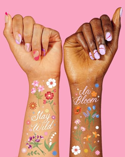 xo, Fetti Wildflower Temporary Tattoos - 82 Pastel Floral Designs