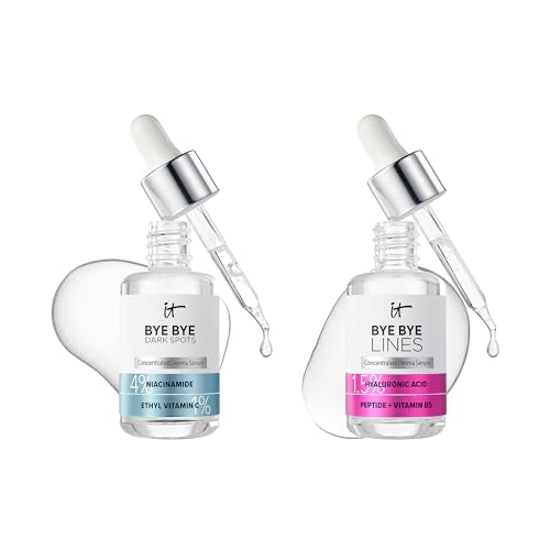 IT Cosmetics Skin Plumping Skincare Bundle ? Hydrating + Smoothing Face Serums ? Includes Bye Bye Lines 1.5% Hyaluronic Acid Serum + Bye Bye Dark Spots 4% Niacinamide Serum