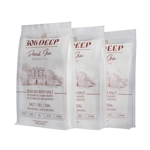 306 Deep Powder Dead Sea Salts for Soaking - 10 Kilograms of 0-1 mm 100% Dead Sea Salt Bath for Men and Women, Pure Bath Minerals with Magnesium, Zinc, Potassium for Soaks and Body Scrub