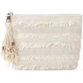 Canvas Cosmetic Bag Handmade Embroidered Lace Makeup Bag Large Capacity Natural Linen Make Up Pouch Purse Organizer Boho Travel Toiletry Bag for Women (tassel)