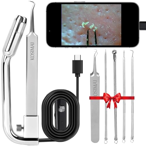 KOSIMAI Silver Blackhead Remover Tool with HD Camera & 30x Magnification