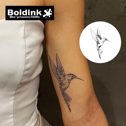 Semi-permanent Tattoos,Realistic Fake Tattoos,Last 7-15 Days,Waterproof Non-reflective Temporary Tattoo Stickers,Cruelty-free,Uniquely Designed Exquisite Packaging(Bird 1)