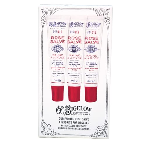 C.O. Bigelow Rose Salve Lip Balm Tubes 3 Pack, All Purpose Salves Moisturizing for Chapped Lips and Dry Skin