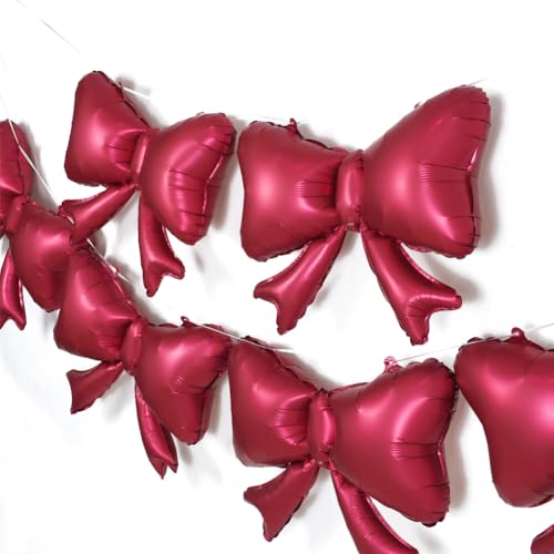 Red Bow Balloons 18x14 - 6 Pack Metallic Foil Party Decor