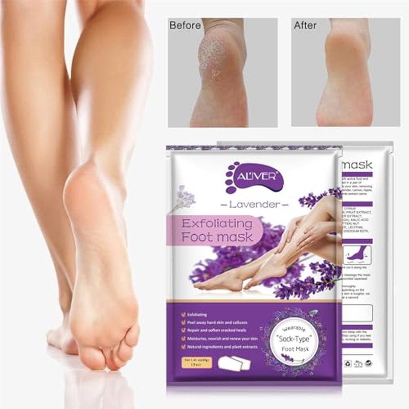 ALIVER Foot Peel Mask 3 Pack - Exfoliating Callus Remover for Soft Feet