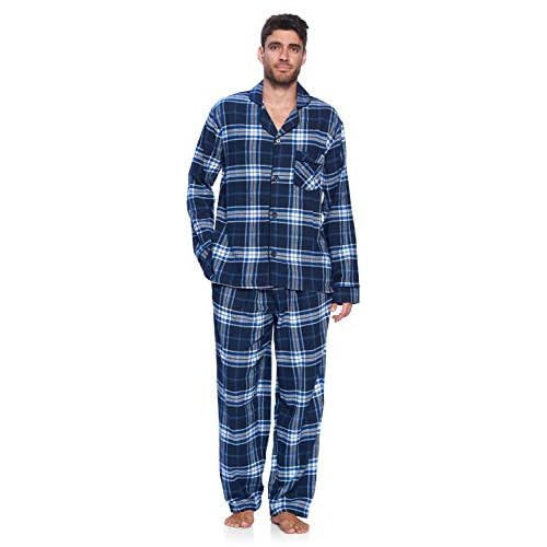 Ashford & Brooks Men¡¯s Flannel Long Sleeve Pajamas Set Plaid Sleepwear & Loungewear Button Down PJ Set
