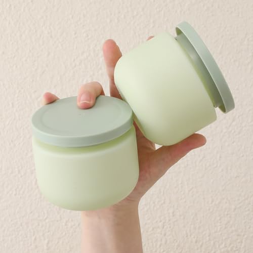 Twisina 8oz Green Plastic Cosmetic Jars with Leak-Proof Lids - Body Butter & Skincare Storage