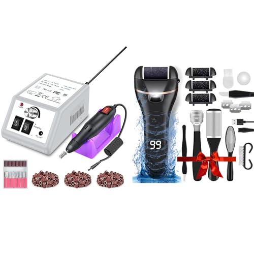 LAVAED Professional Electric Nail Drill Machine and Electric Callus Remover for Feet Waterproof Rechargeable Pedicure Kit