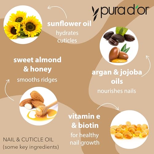 PURA D'OR Biotin Nail & Cuticle Oil - Nourishing Growth Treatment (4 oz)
