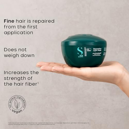 ALFAPARF MILANO Semi di Lino Reconstruction Bond Repair Hair Mask for Damaged Hair - Recommended for Fine Hair ? Hair Repair Mask - Restructures - Color Safe - Deep Conditioner - Vegan (6.88 oz)