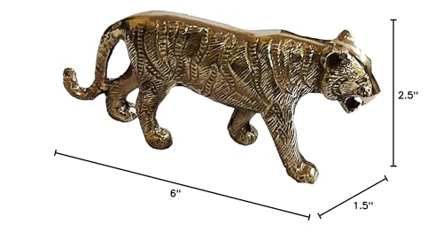 PARIJAT HANDICRAFT Brass Decor Statue Figurines Sculpture Collectibles Gift Wild Life Animal Statues Decorative Sculpture Hand craved Modern Home Decoration feng Shui (Tiger)