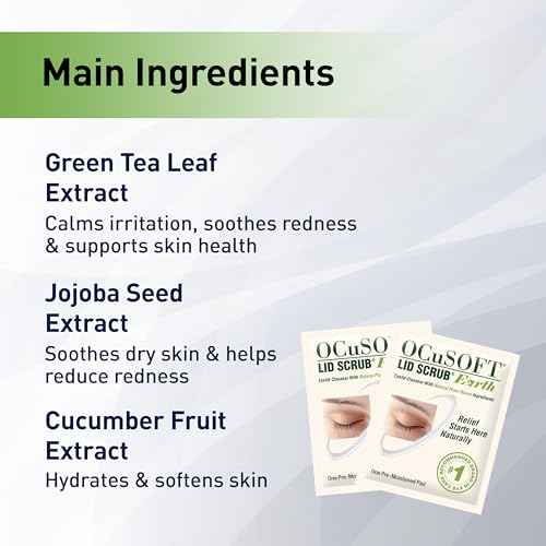 OCuSOFT Lid Scrub Earth Eyelid Cleanser, Pre-Moistened Eyelid Wipes for Mild to Moderate Conditions, Eyelid Cleanser with Natural Plant-Based Ingredients, 30 Count