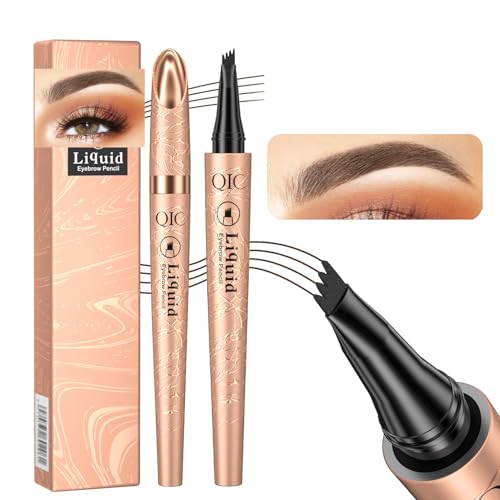 Yulinlon Q706 Eyebrow Pen, 4 Tipped, Precise, Long-lasting, Waterproof Eyebrow Makeup (1#Light Brown)