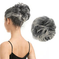BARSDAR 100% Human Hair Bun Extension - Gray Messy Bun Scrunchie
