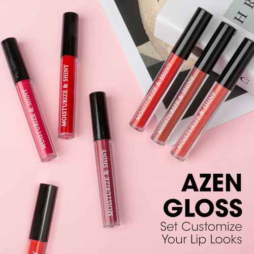 AZEN 24 Pack Lip Gloss Bulk Set, Shimmery Lip Gloss for Women and Girls With Rich Varied Colors