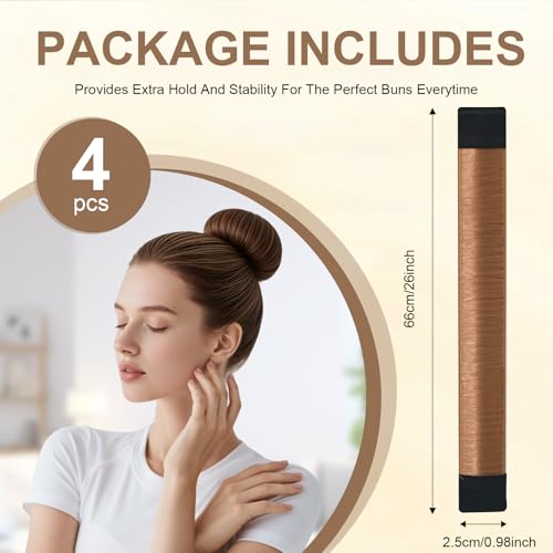 Dark Brown Hair Bun Maker Tool - 4 Pack Snap Ballet Bun